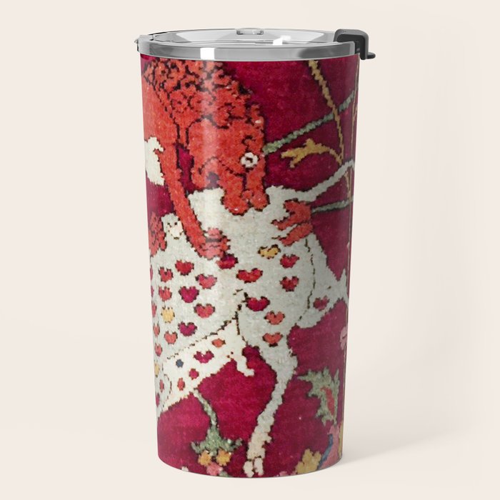 Safavid Antique Hunting Rug Animal Print Travel Mug Gallery Image 2