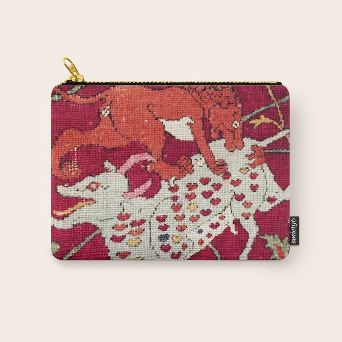 Safavid Antique Hunting Rug Animal Print Carry All Pouch Gallery Image 1