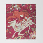 Safavid Antique Hunting Rug Animal Print Throw Blanket Gallery Image 2