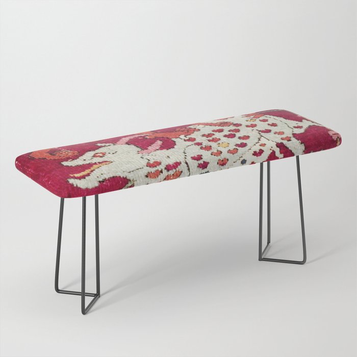 Safavid Antique Hunting Rug Animal Print Bench Gallery Image 1