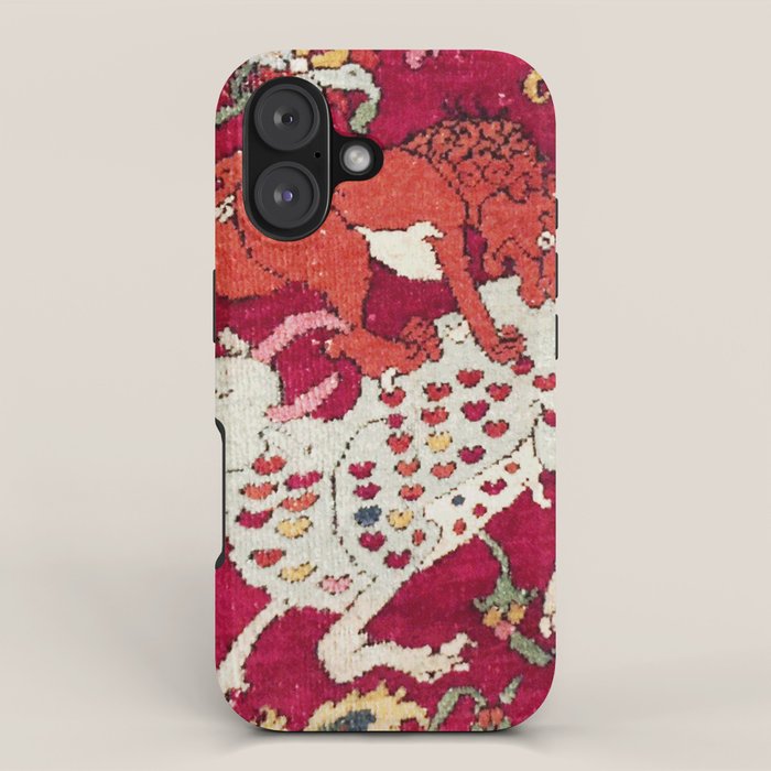Safavid Antique Hunting Rug Animal Print iPhone Case Gallery Image 1