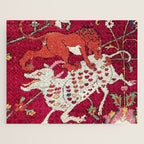 Safavid Antique Hunting Rug Animal Print Jigsaw Puzzle Gallery Image 1