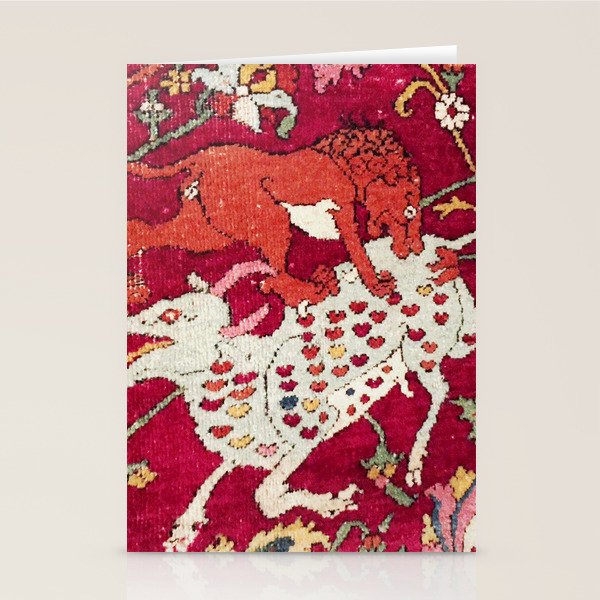 Safavid Antique Hunting Rug Animal Print Stationery Card Gallery Image 2