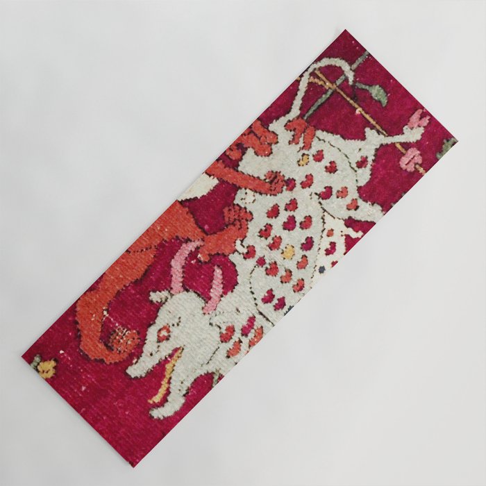 Safavid Antique Hunting Rug Animal Print Yoga Mat Gallery Image 1