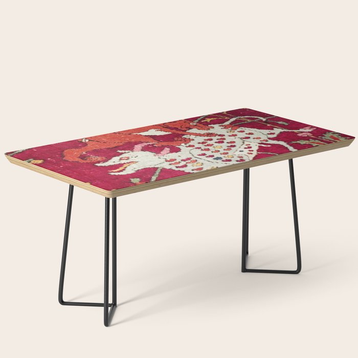 Safavid Antique Hunting Rug Animal Print Coffee Table Gallery Image 1