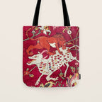 Safavid Antique Hunting Rug Animal Print Tote Bag Gallery Image 1