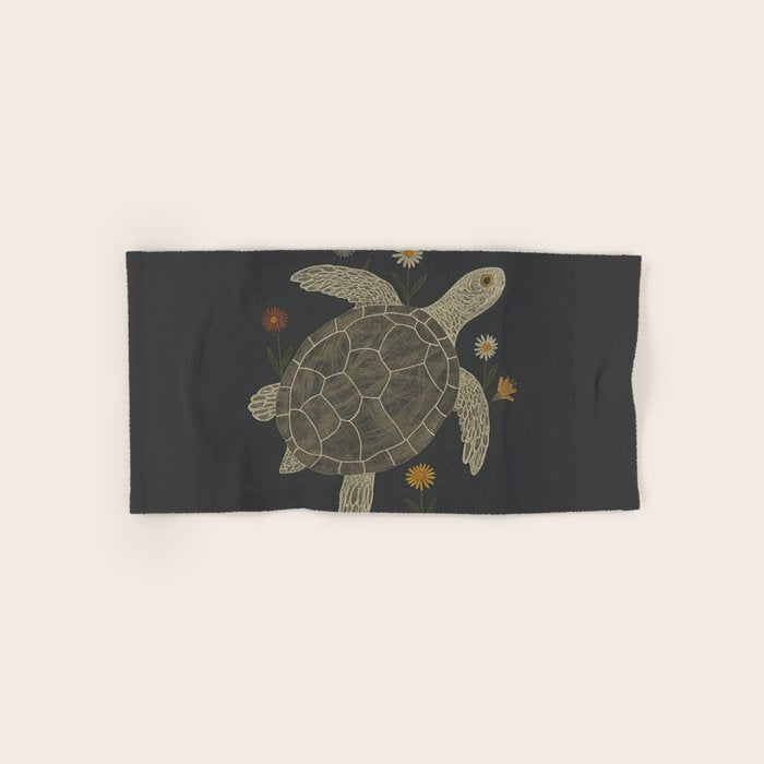 Turtle with Flowers Bath Towel Gallery Image 1