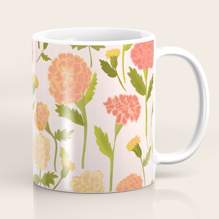 Marigold Dream / Warm Flower Pattern Coffee Mug Gallery Image 1