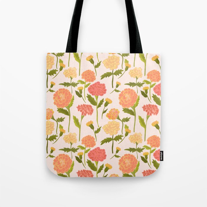 Marigold Dream / Warm Flower Pattern Tote Bag Gallery Image 1