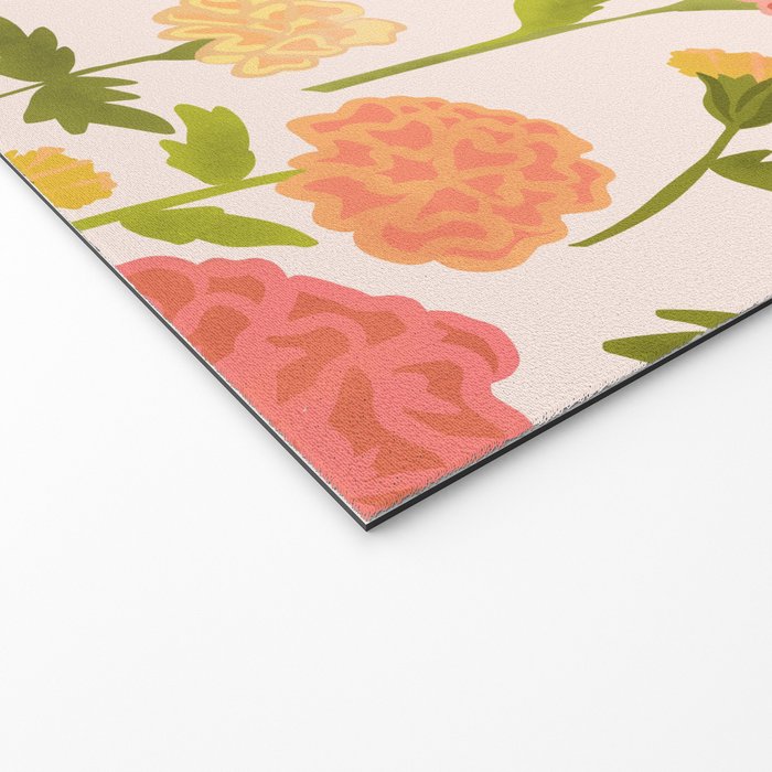 Marigold Dream / Warm Flower Pattern Welcome Mat Gallery Image 2