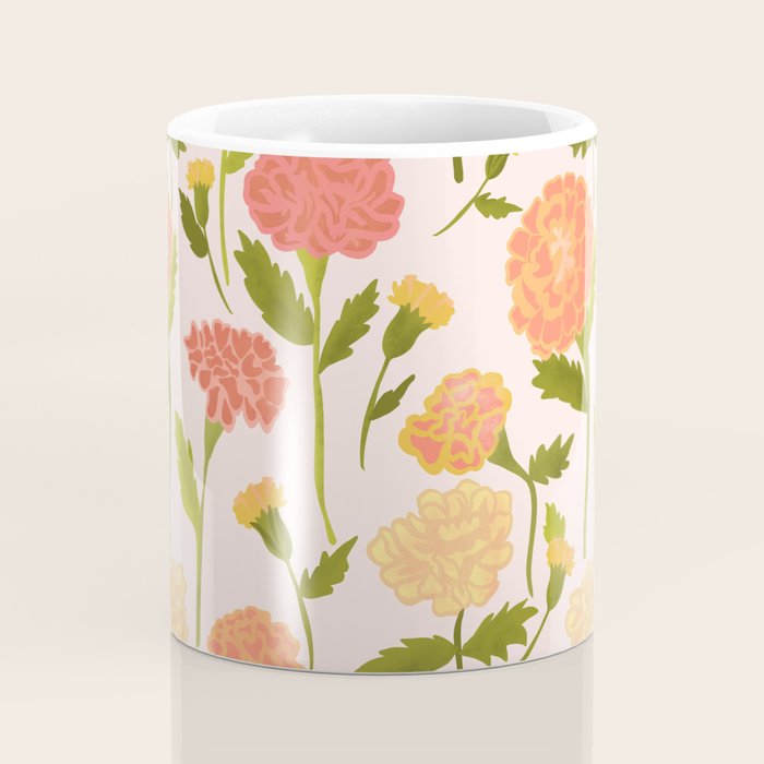 Marigold Dream / Warm Flower Pattern Coffee Mug Gallery Image 4