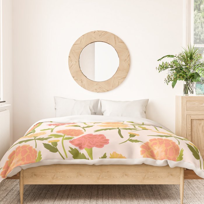 Marigold Dream / Warm Flower Pattern Duvet Cover Gallery Image 3