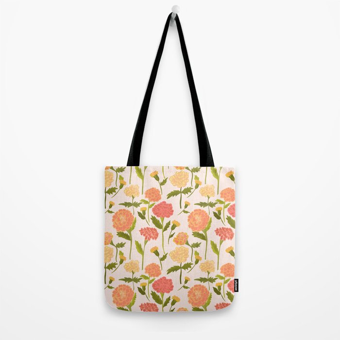 Marigold Dream / Warm Flower Pattern Tote Bag Gallery Image 2