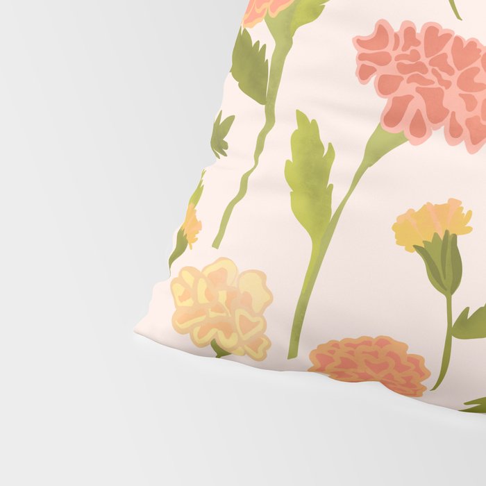 Marigold Dream / Warm Flower Pattern Pillow Sham Gallery Image 4