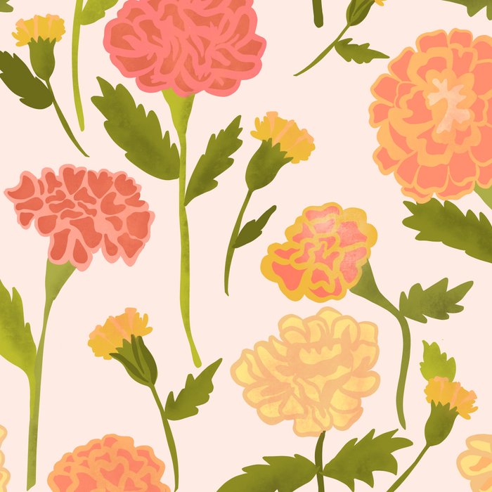 Marigold Dream / Warm Flower Pattern Coffee Mug Gallery Image 2