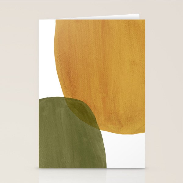 Olive green and mustard shapes Stationery Card Gallery Image 1