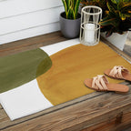 Olive green and mustard shapes Outdoor Rug Gallery Image 2