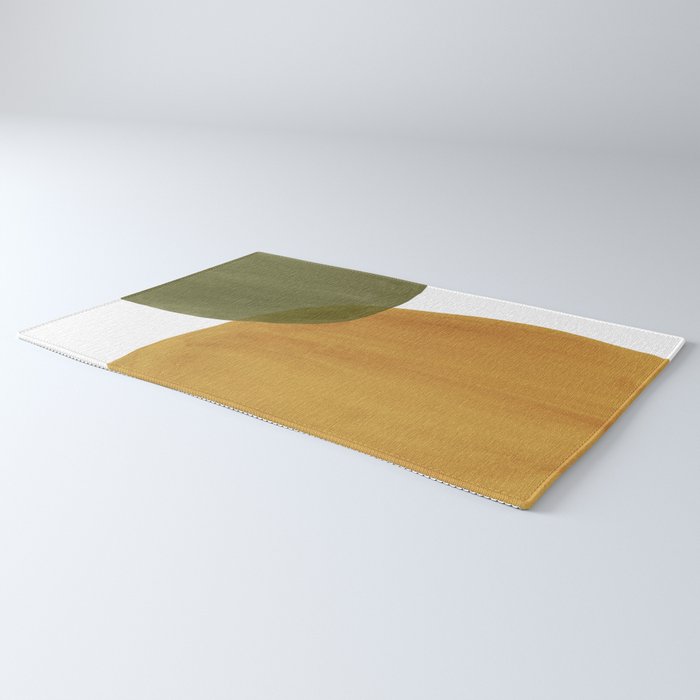 Olive green and mustard shapes Rug Gallery Image 3