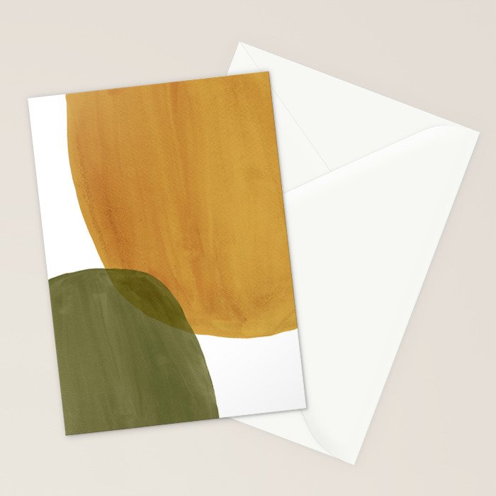 Olive green and mustard shapes Stationery Card Gallery Image 2