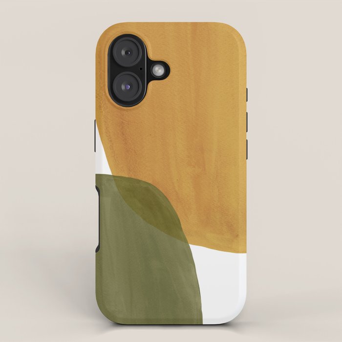 Olive green and mustard shapes iPhone Case