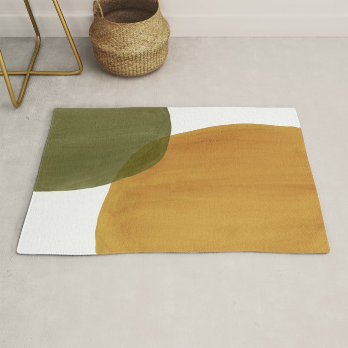 Olive green and mustard shapes Rug Gallery Image 1