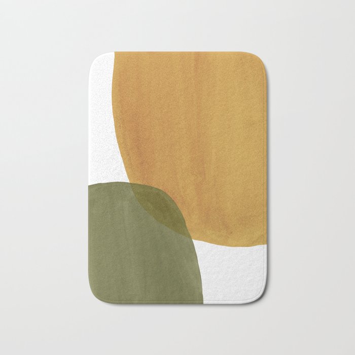 Olive green and mustard shapes Bath Mat Gallery Image 1