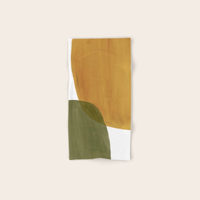 Olive green and mustard shapes Bath Towel Gallery Image 1