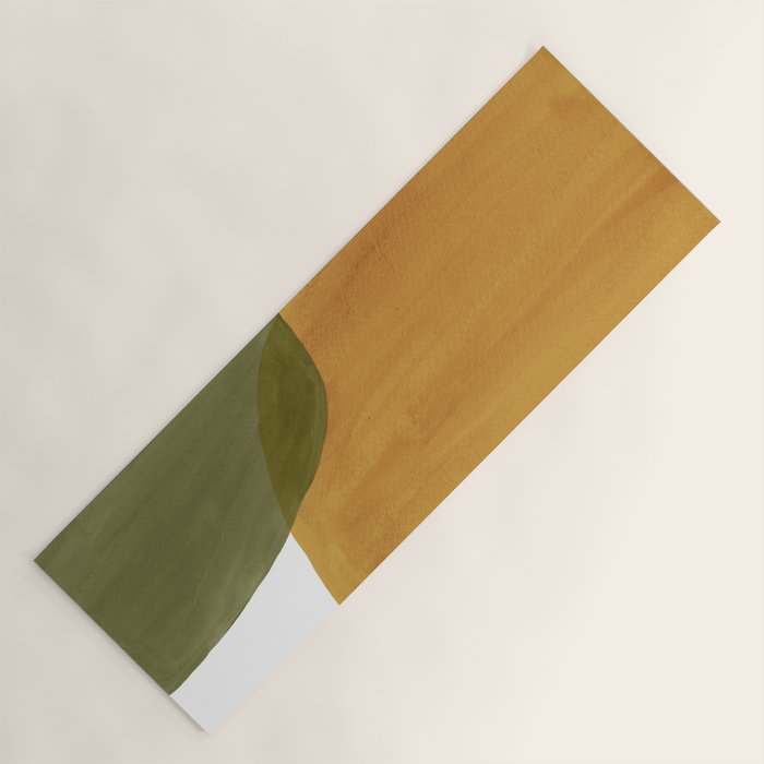 Olive green and mustard shapes Yoga Mat Gallery Image 1