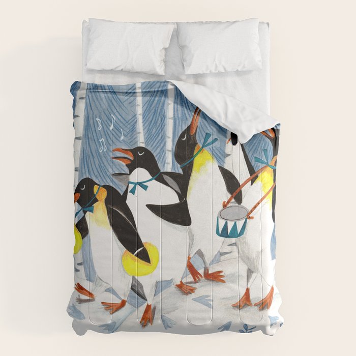 Penguin music festive holiday Comforter Gallery Image 6