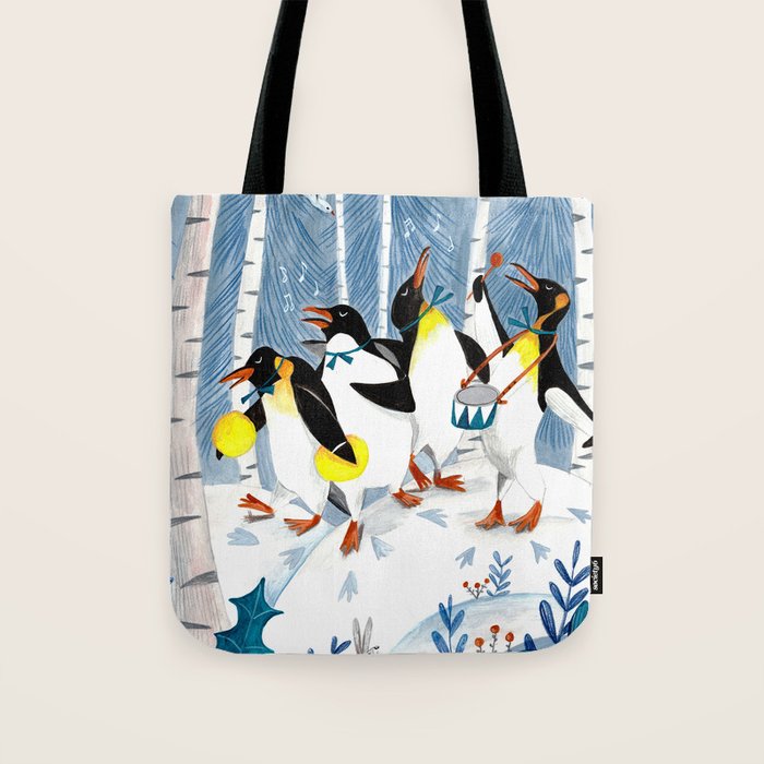 Penguin music festive holiday Tote Bag Gallery Image 1