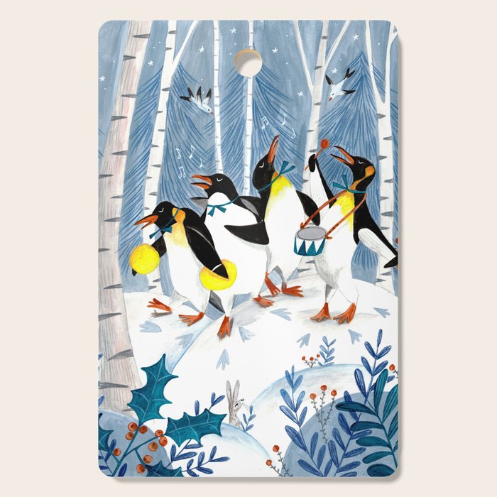 Penguin music festive holiday Cutting Board Gallery Image 1