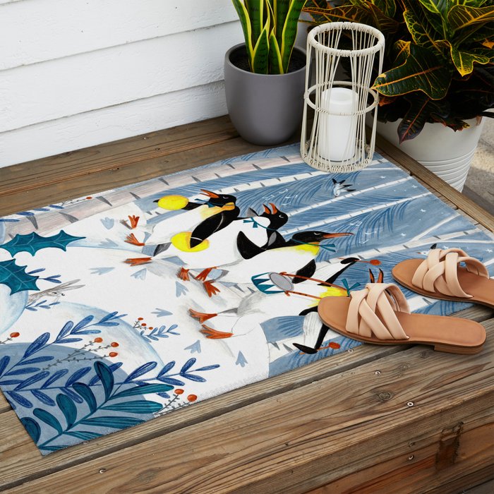 Penguin music festive holiday Outdoor Rug Gallery Image 2