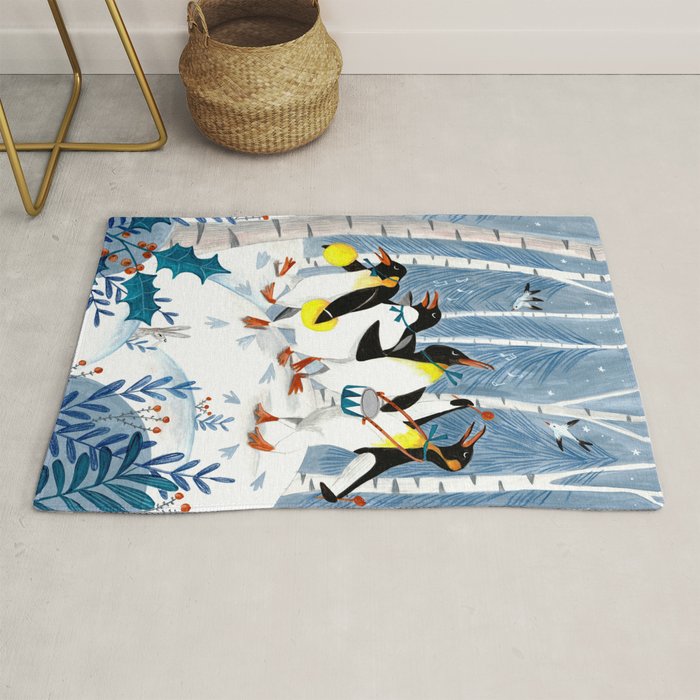 Penguin music festive holiday Rug Gallery Image 1
