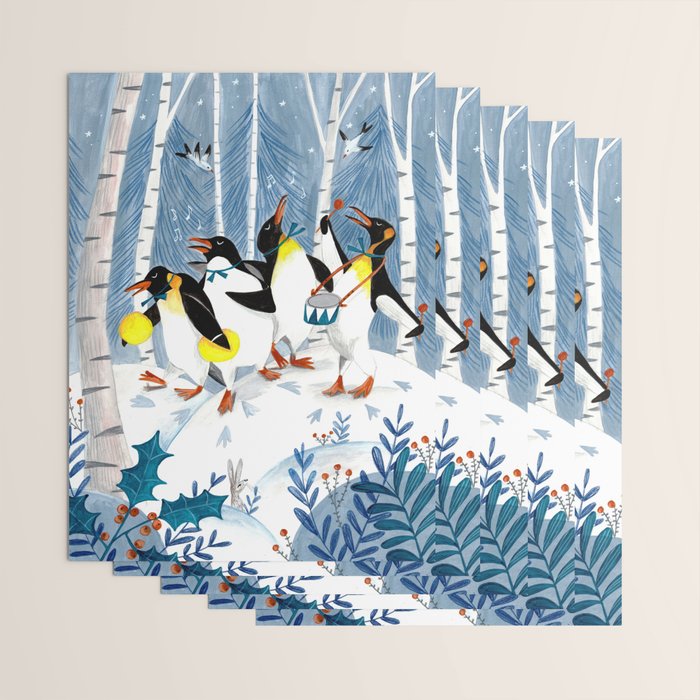 Penguin music festive holiday Wrapping Paper Gallery Image 3