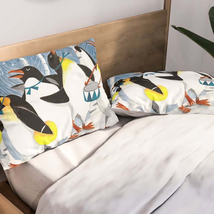 Penguin music festive holiday Pillow Sham Gallery Image 2
