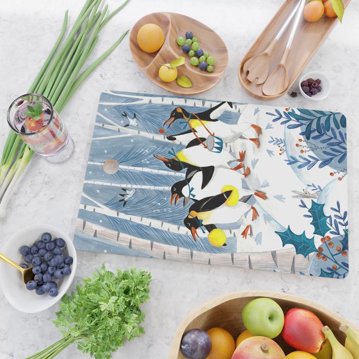 Penguin music festive holiday Cutting Board Gallery Image 2
