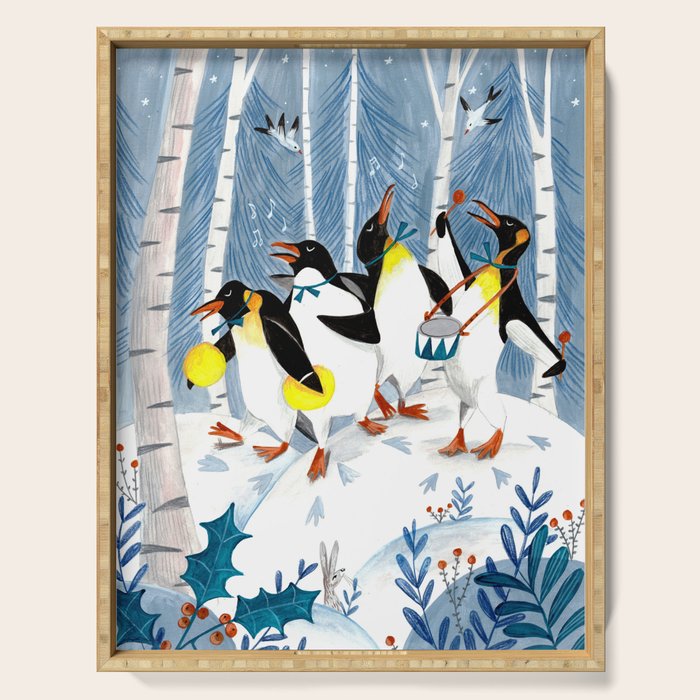 Penguin music festive holiday Serving Tray Gallery Image 1