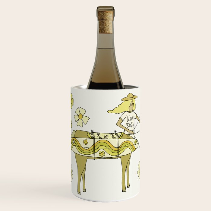 sagittarius zodiac wave bandit // retro surf art by surfy birdy Wine Chiller Gallery Image 1