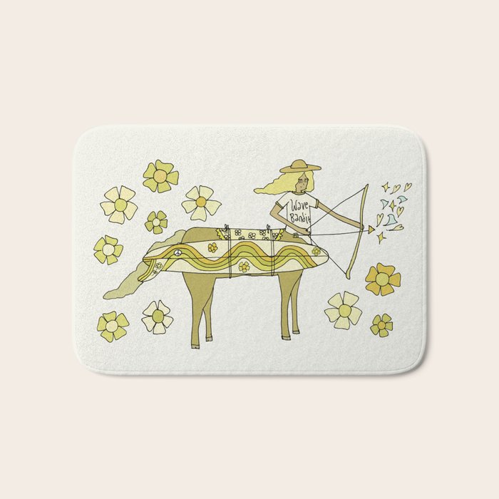 sagittarius zodiac wave bandit // retro surf art by surfy birdy Bath Mat Gallery Image 1