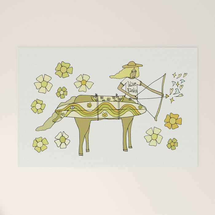 sagittarius zodiac wave bandit // retro surf art by surfy birdy Welcome Mat Gallery Image 1