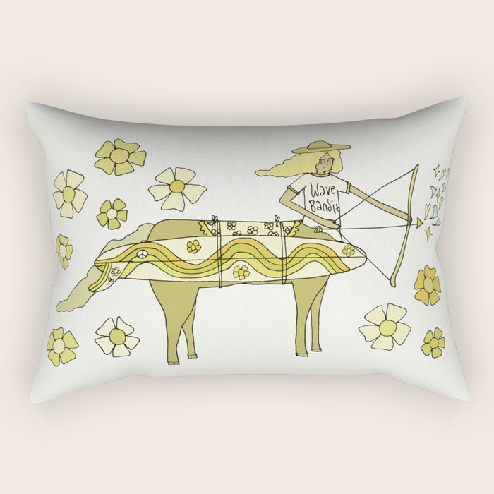 sagittarius zodiac wave bandit // retro surf art by surfy birdy Rectangular Pillow Gallery Image 1