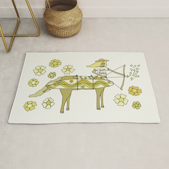 sagittarius zodiac wave bandit // retro surf art by surfy birdy Rug Gallery Image 1