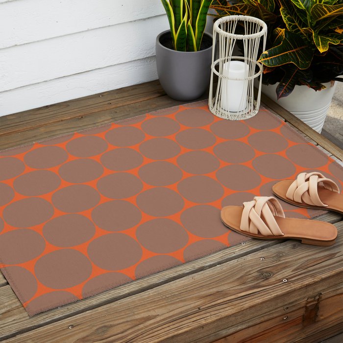 Mid Century Modern Dot Pattern Inspired by PANTONE 17 1230 Color of the Year Mocha Mousse Outdoor Rug Gallery Image 2