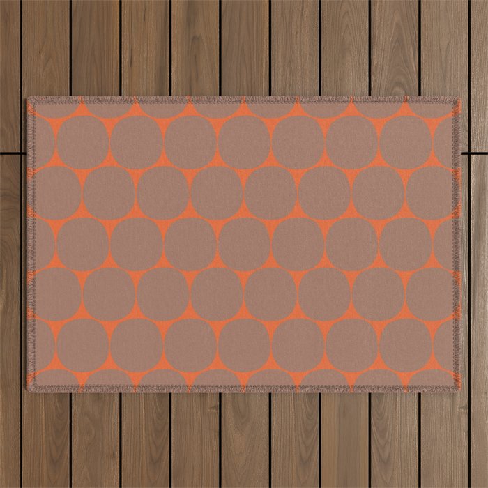 Mid Century Modern Dot Pattern Inspired by PANTONE 17 1230 Color of the Year Mocha Mousse Outdoor Rug Gallery Image 1