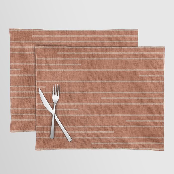 Geometric Art, Colorful Stripes, Terracotta Placemat Gallery Image 1