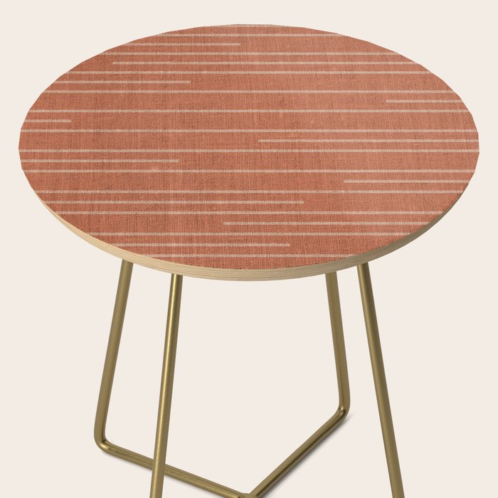 Geometric Art, Colorful Stripes, Terracotta Side Table Gallery Image 2
