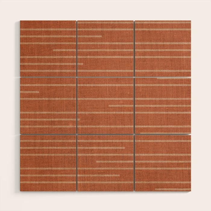 Geometric Art, Colorful Stripes, Terracotta Wood Wall Art Gallery Image 1