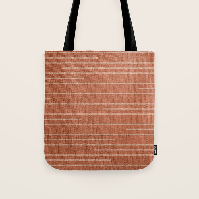 Geometric Art, Colorful Stripes, Terracotta Tote Bag Gallery Image 1