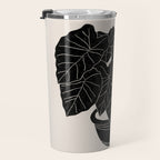 Black & White Plants / Elephant Ear Travel Mug Gallery Image 3