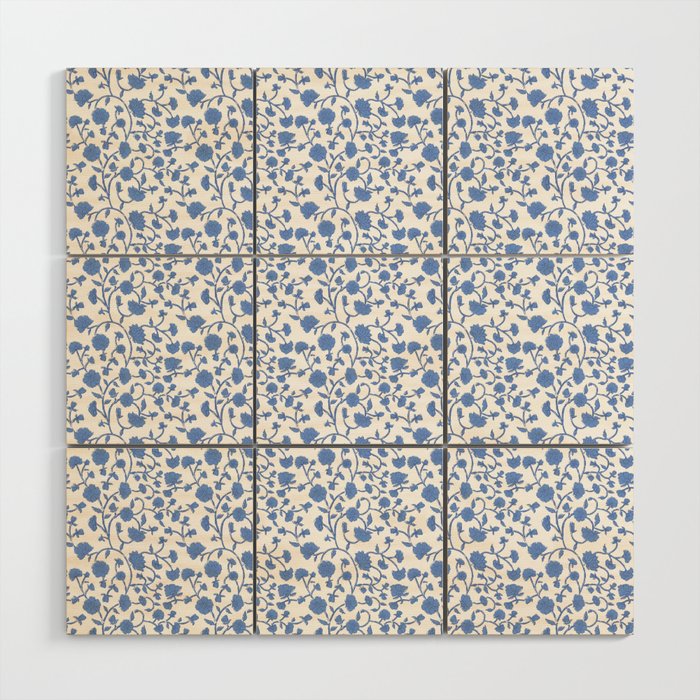 Small Trailing Block Print - Cobalt Blue White Wood Wall Art Gallery Image 1